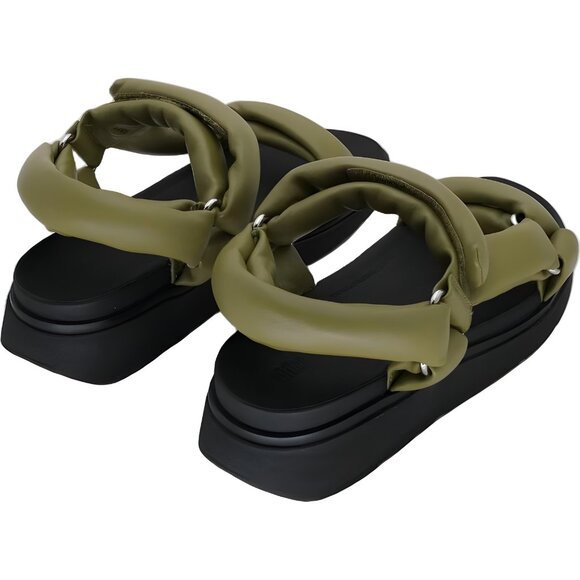 FitFlop Gen-FF Soft Leather Platform Sandals Black Camo Green 10 US EU 42 - Picture 3 of 6